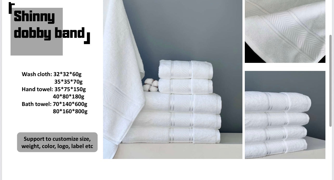 Shinny Dobby Band Luxury Hotel Bath Towel 2 PC