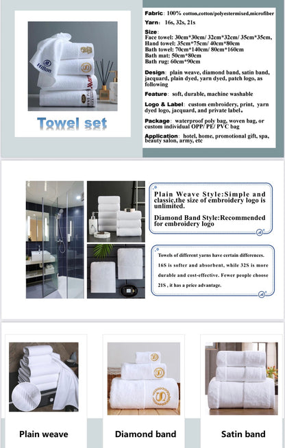 Dobby Border Band Luxury Hotel Bath Towel 2 PC