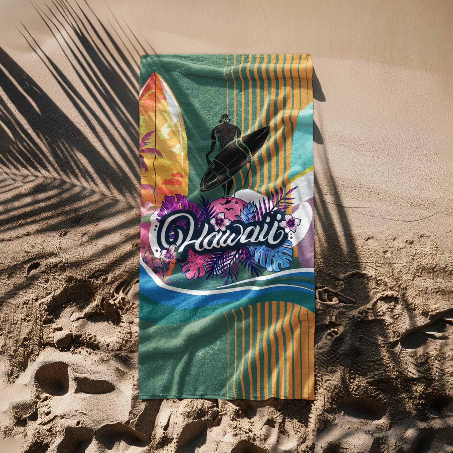 BEACH TOWEL  HAWAII SURF