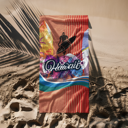 BEACH TOWEL  HAWAII SURF