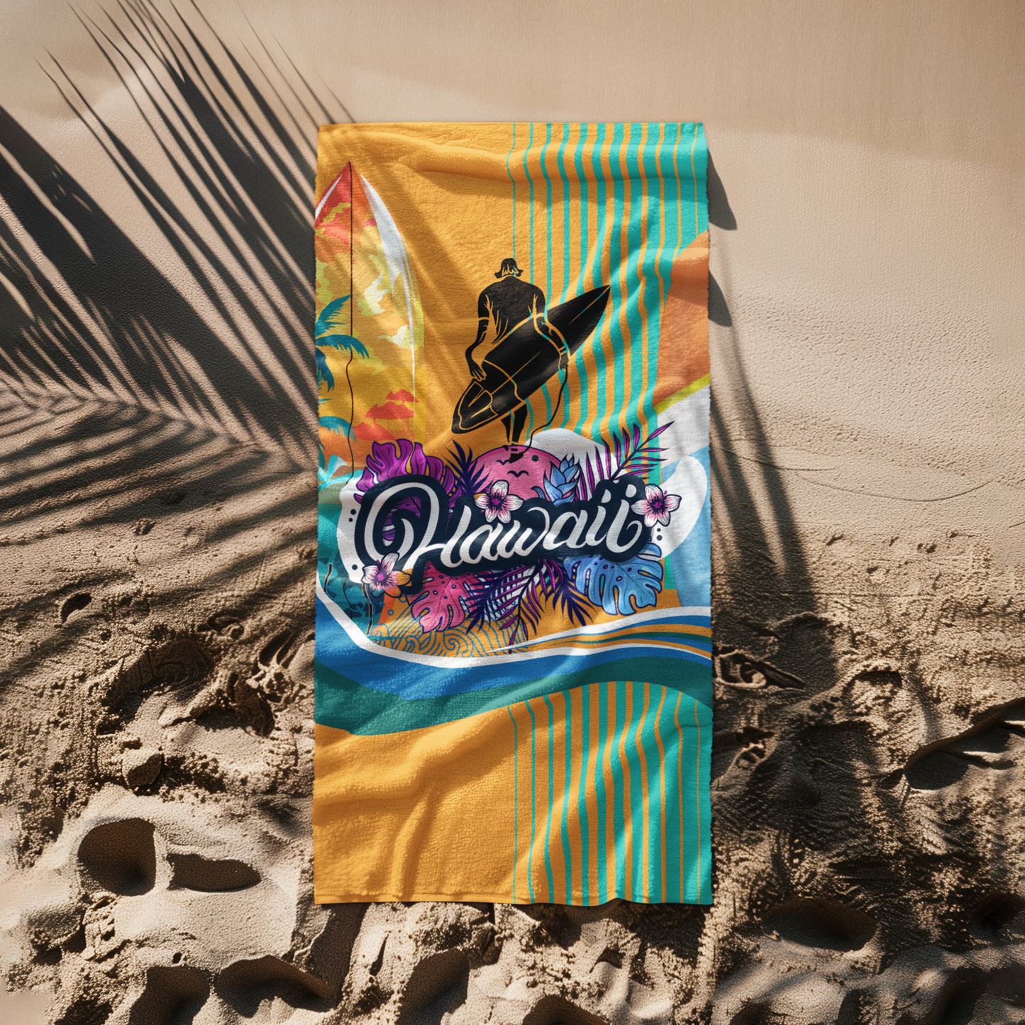 BEACH TOWEL  HAWAII SURF