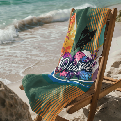 BEACH TOWEL  HAWAII SURF